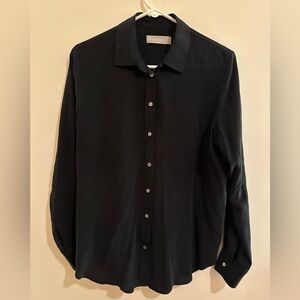 Everlane Navy Silk Blouse